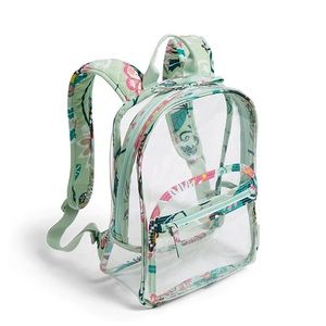Vera Bradley Clearly Colorful Clear Large Backpack in Mint Flowers Nwt